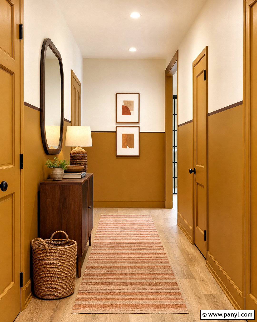 Hallway Color Block Feature Wall - 20 painted feature wall ideas