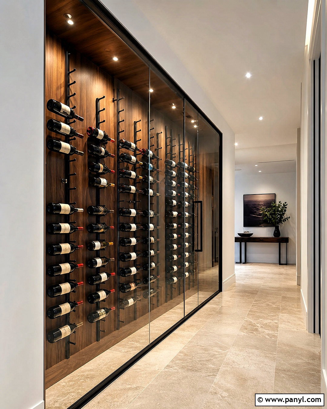 Hallway Frameless Wine Cellar - 20 frameless wine cellar ideas