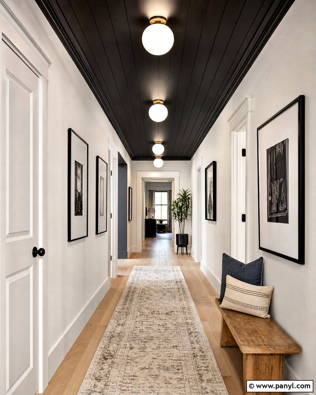 Hallway With Black Ceiling And White Walls - 20 black ceiling white walls