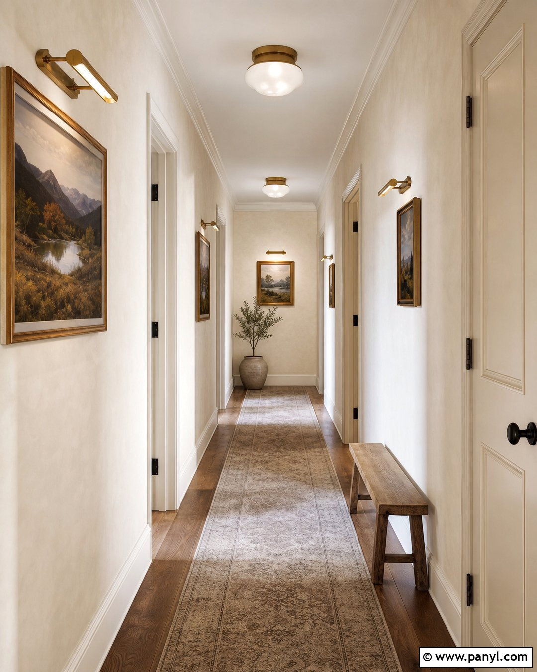 Hallway With Cream Limewash Walls - 30 cream limewash walls