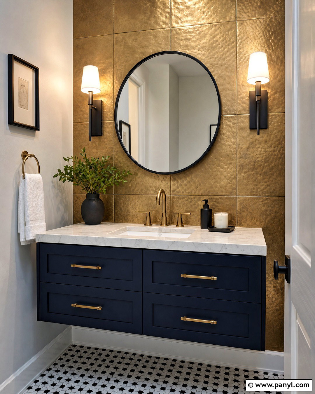 Hammered Brass Metal Accent Wall Powder Room - 20 metal accent wall ideas
