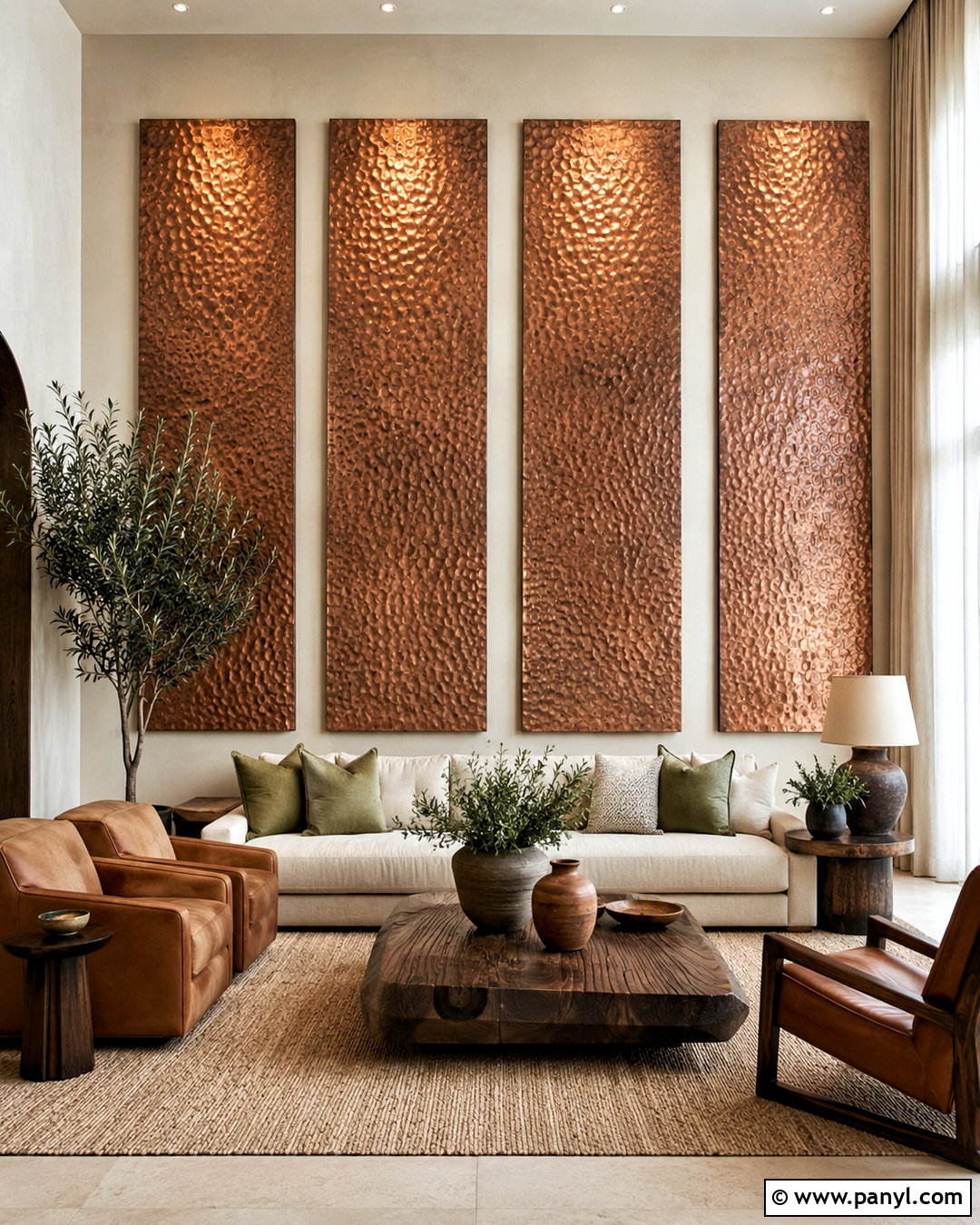Hammered Copper Wall Panels - 20 copper wall ideas