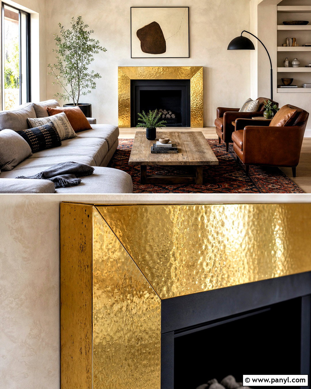 Hammered Gold Fireplace Surround - 20 gold texture ideas