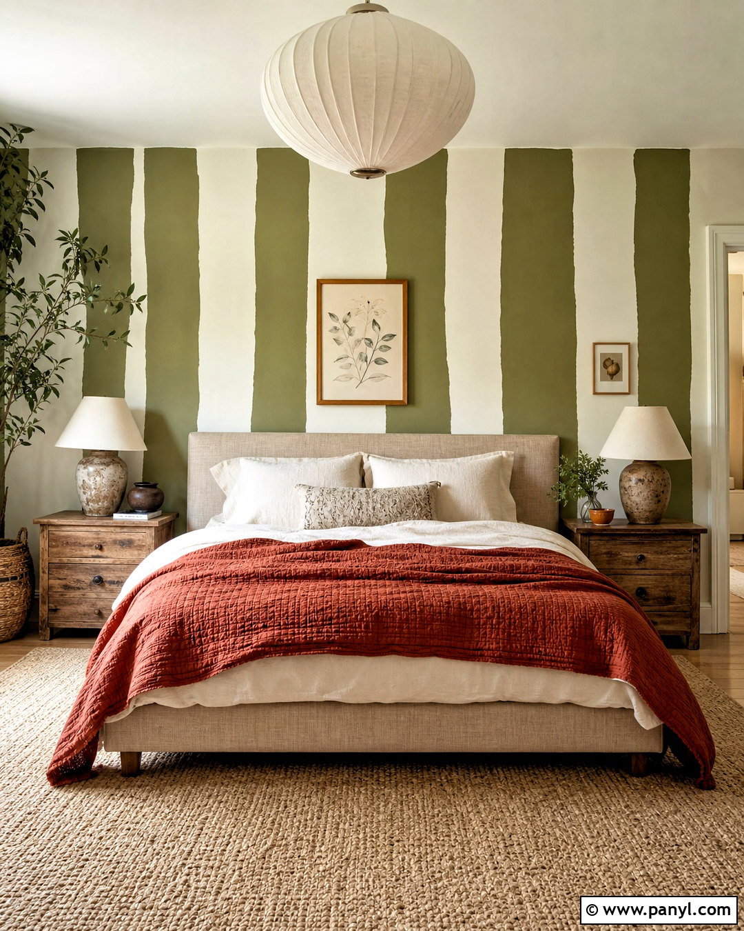 Hand Painted Uneven Striped Bedroom - 20 striped walls bedroom ideas