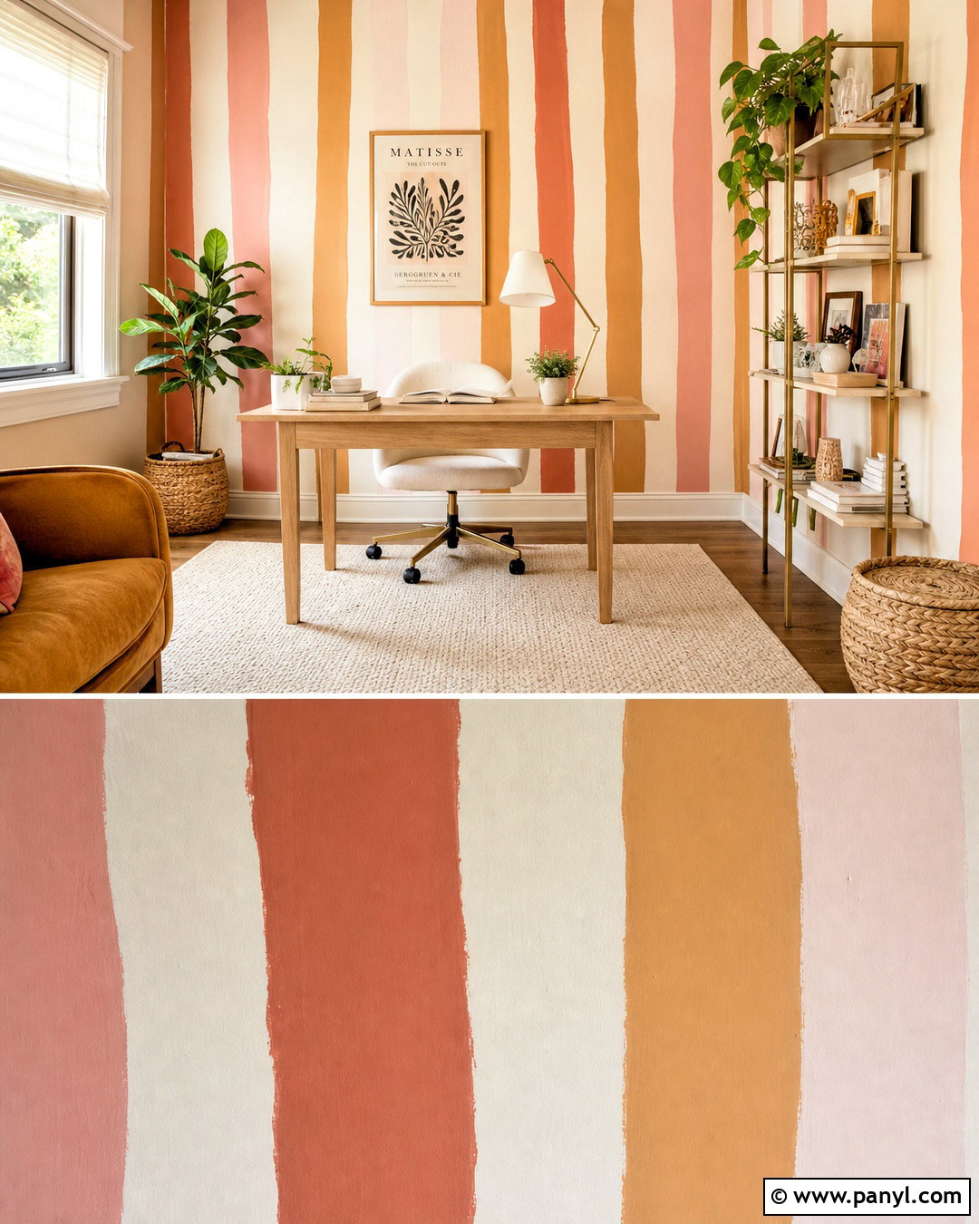 Hand-Painted Wavy Striped Wall - 20 diy striped wall ideas