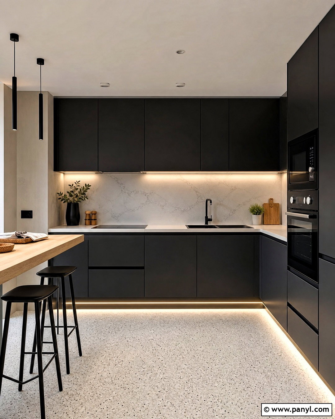 Handleless Black Kitchen Cabinets - 20 small black kitchen ideas