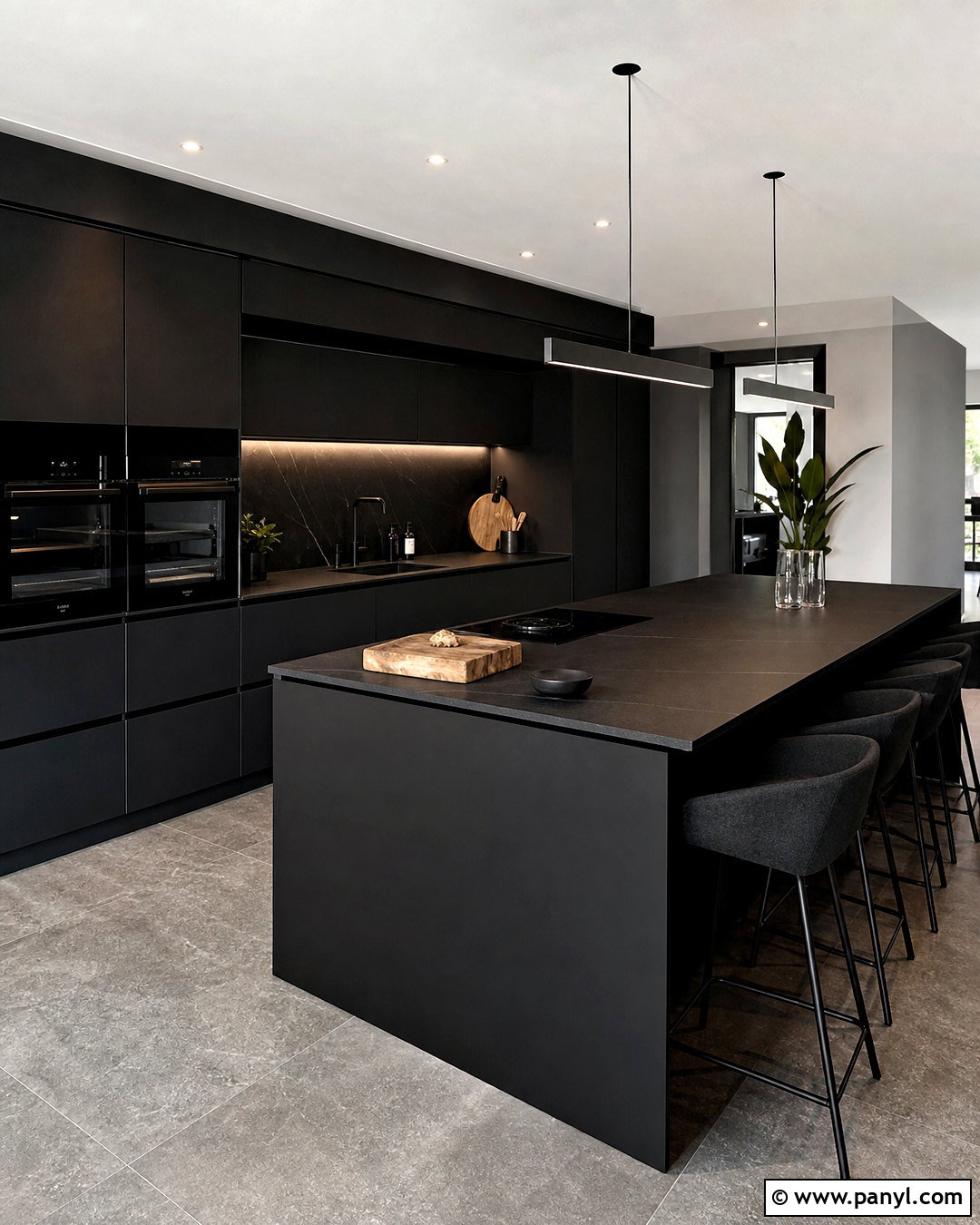 Handleless Black Kitchen - 20 all black kitchen ideas