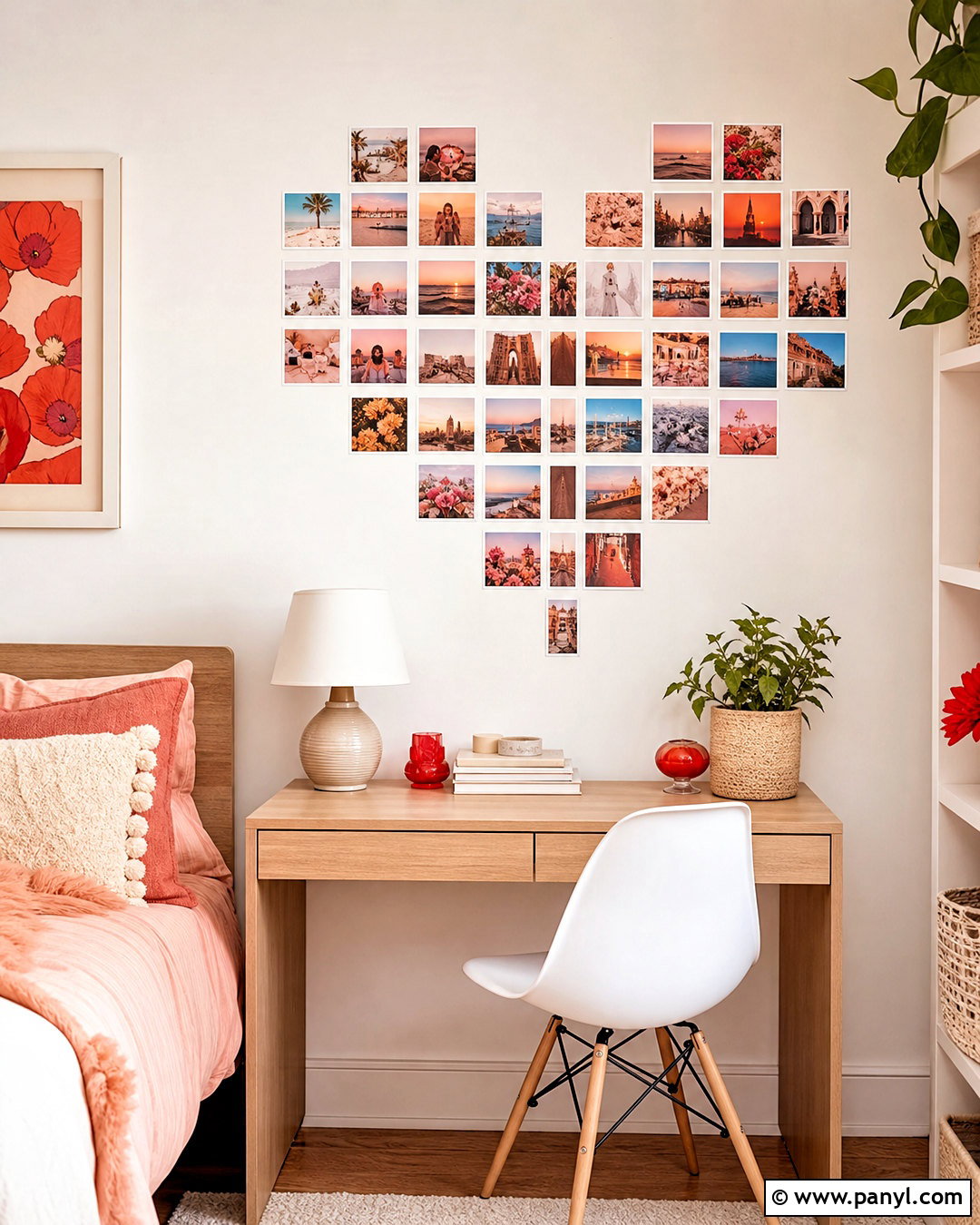 Heart Shaped Photo Wall Collage - 20 aesthetic pictures for wall collage ideas