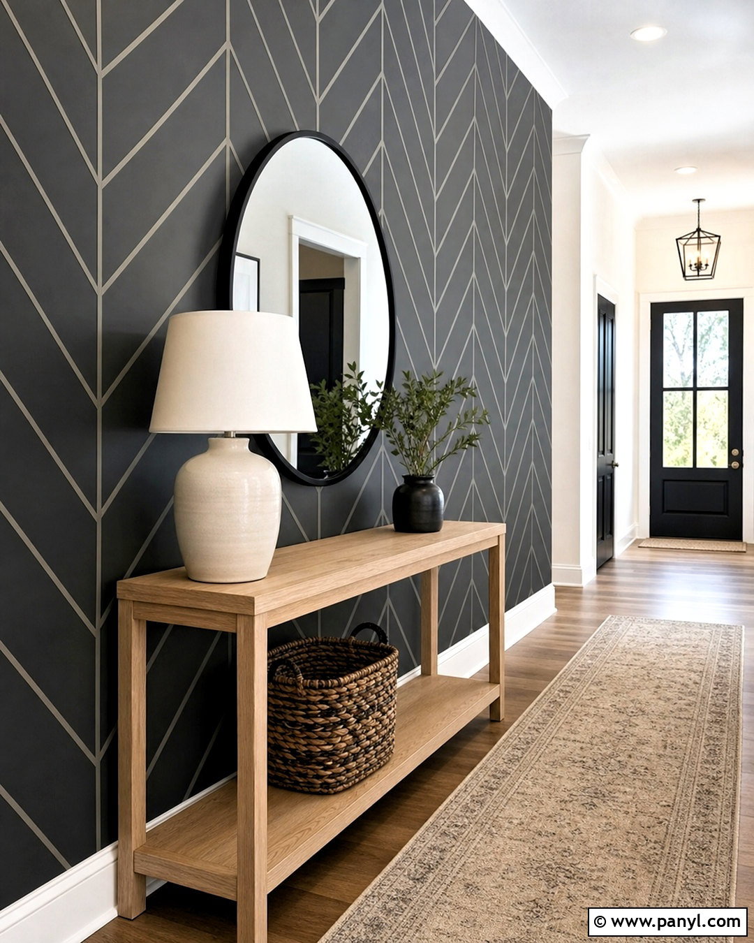 Herringbone Tape Wall Design - 20 wall painting with tape design ideas