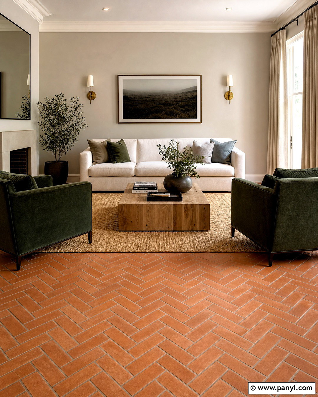 Herringbone Terracotta Tile Living Room - 20 terracotta tiles living room ideas