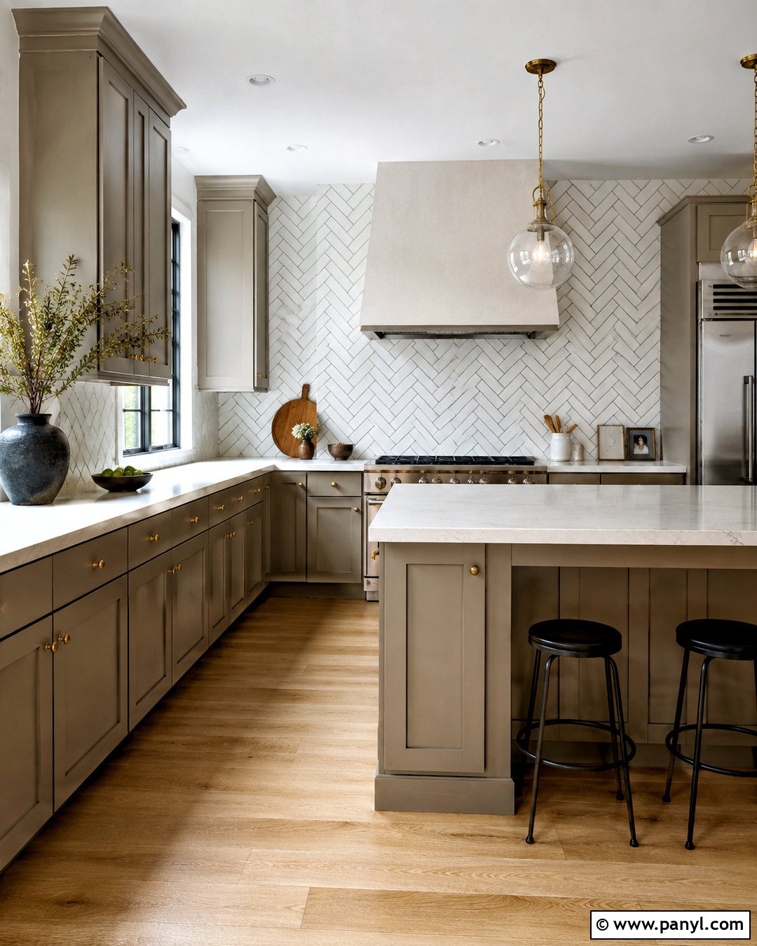 Herringbone Tile With Warm Gray Grout - 20 Warm Gray Grout Color Ideas