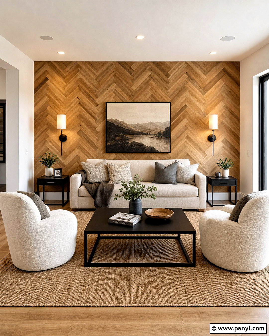 Herringbone Wood Accent Wall - 20 modern wood accent wall ideas
