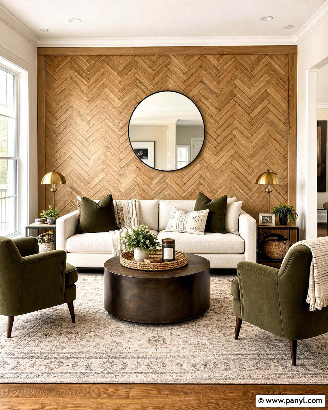 Herringbone Wood Accent Wall - 20 wood accent wall living room ideas