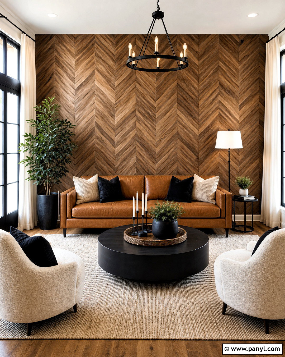 Herringbone Wood Geometric Accent Wall - 20 geometric accent wall ideas