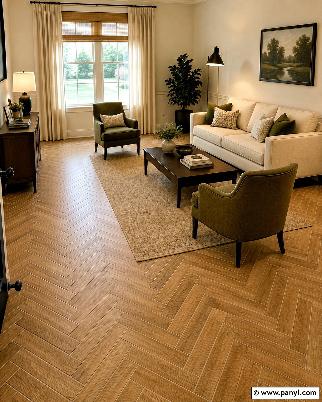 Herringbone Wood Look Ceramic Floor Tiles - 20 ceramic floor tiles living room ideas
