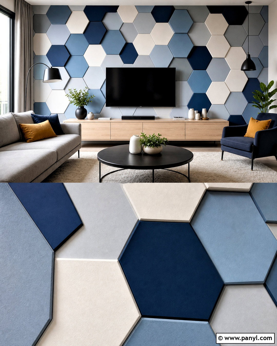 Hexagon 3D Wall Painting - 20 3d wall painting ideas living rooms