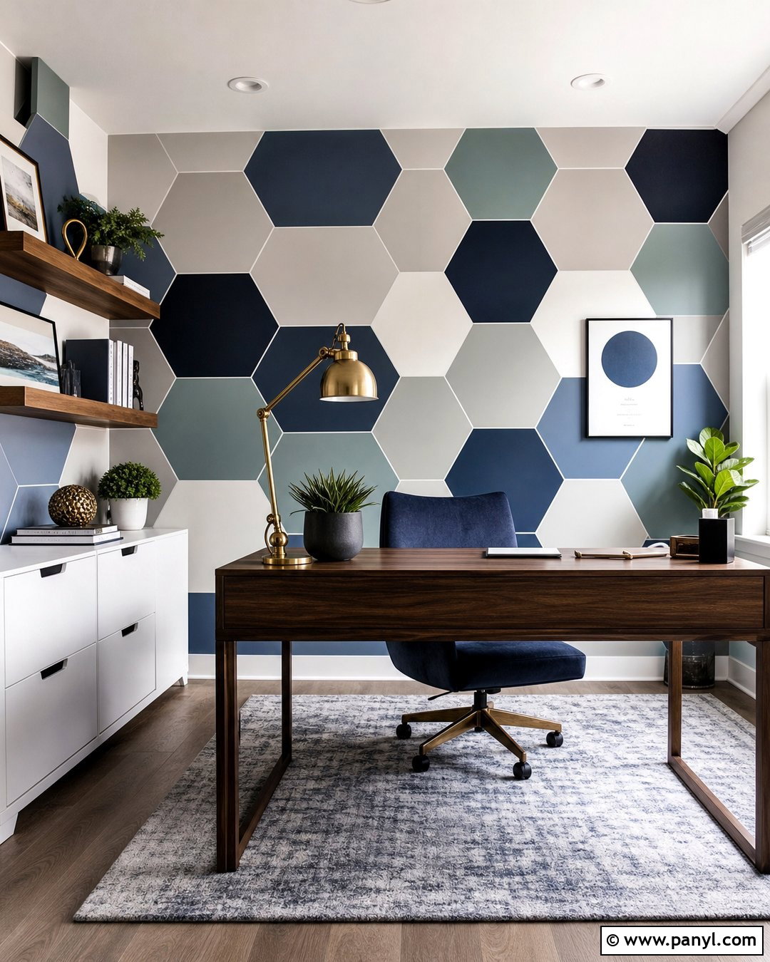 Hexagon Geometric Wall Pattern - 35 geometric wall paint patterns
