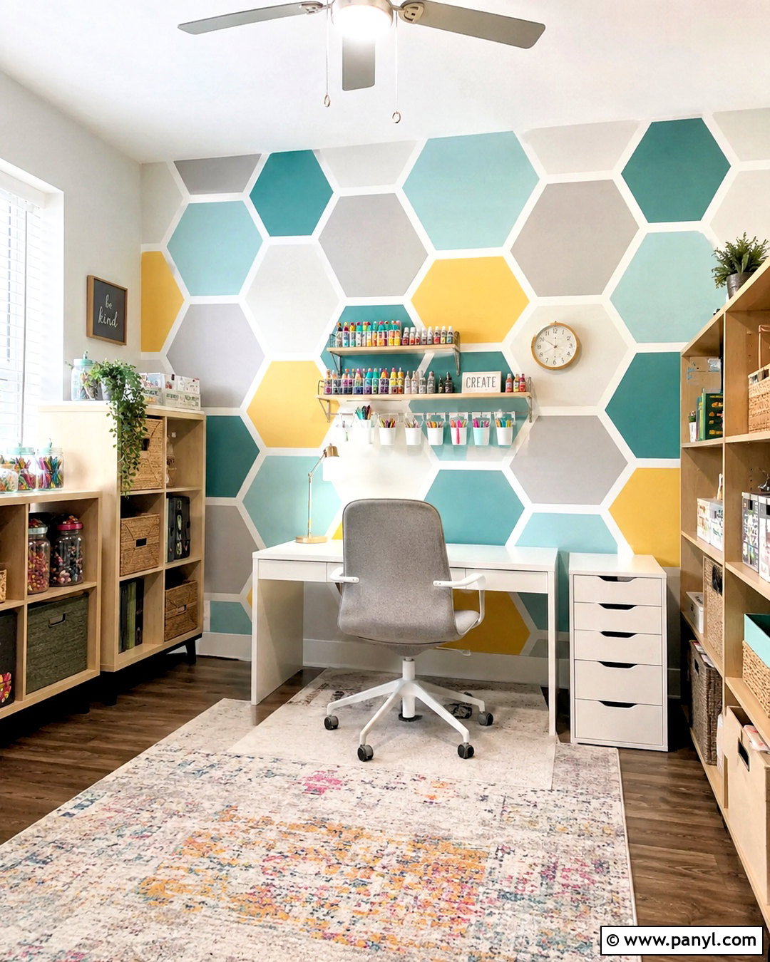Hexagon Painters Tape Wall - 20 painters tape wall ideas