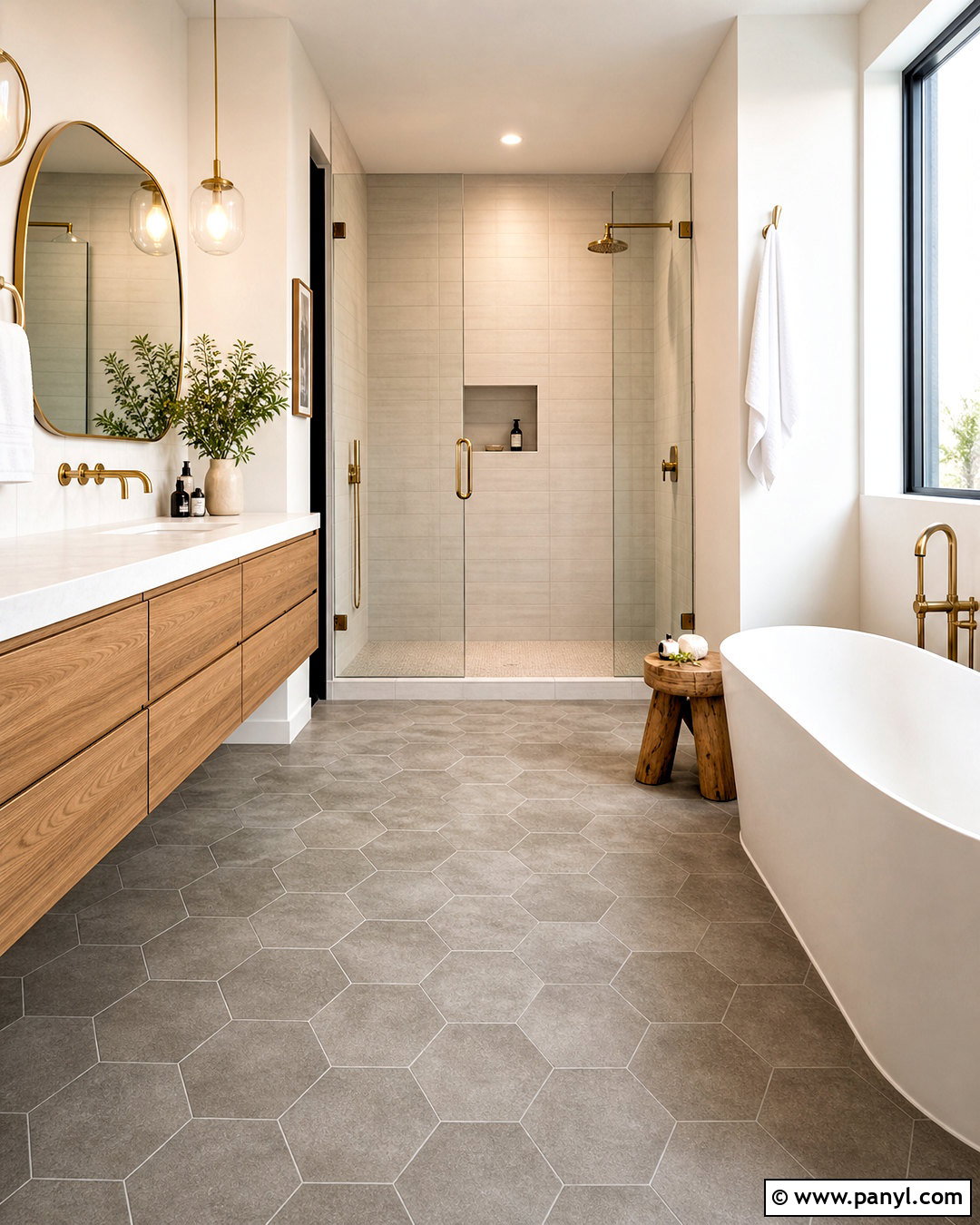 Hexagon Stone Look Floor Tile - 20 latest tiles design for floor ideas