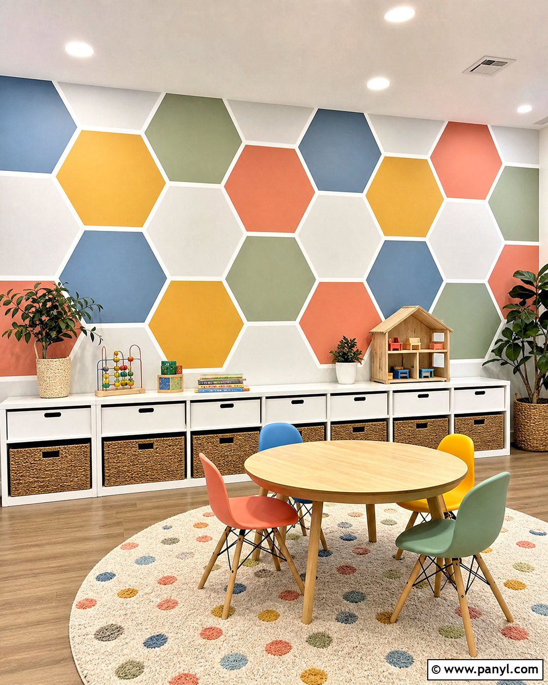 Hexagon Tape Wall Design - 20 wall painting with tape design ideas