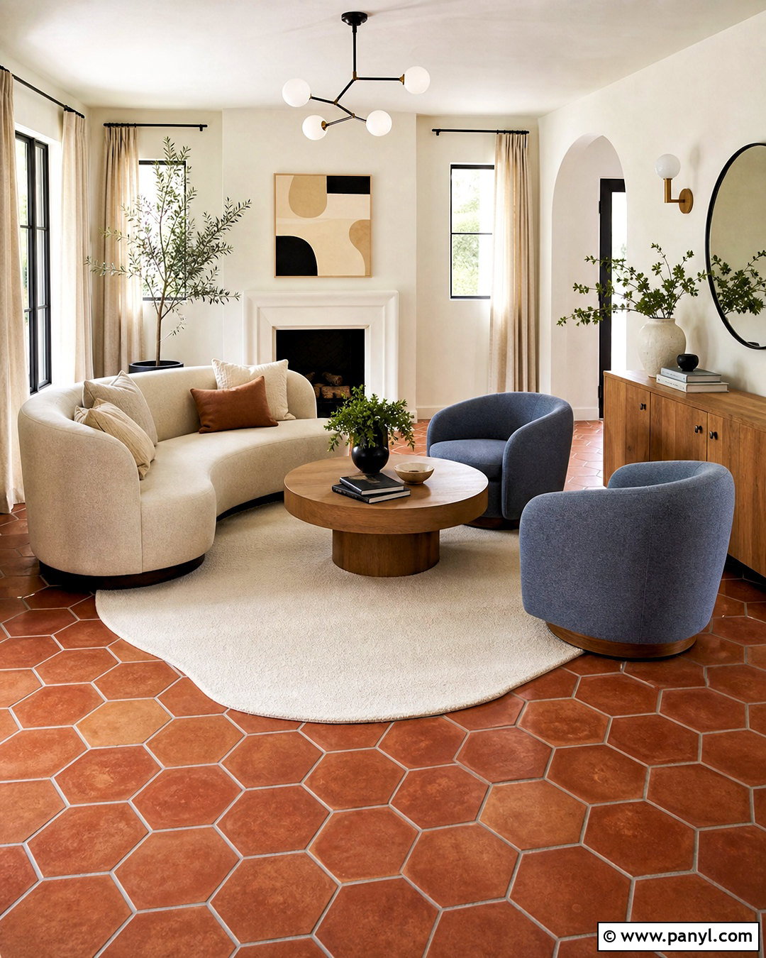 Hexagon Terracotta Tile Living Room - 20 terracotta tiles living room ideas
