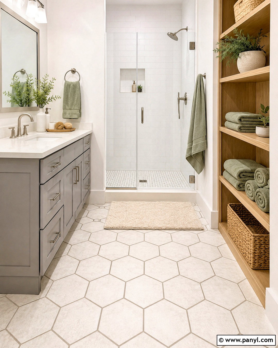 Hexagon Tile With Warm Gray Grout - 20 Warm Gray Grout Color Ideas