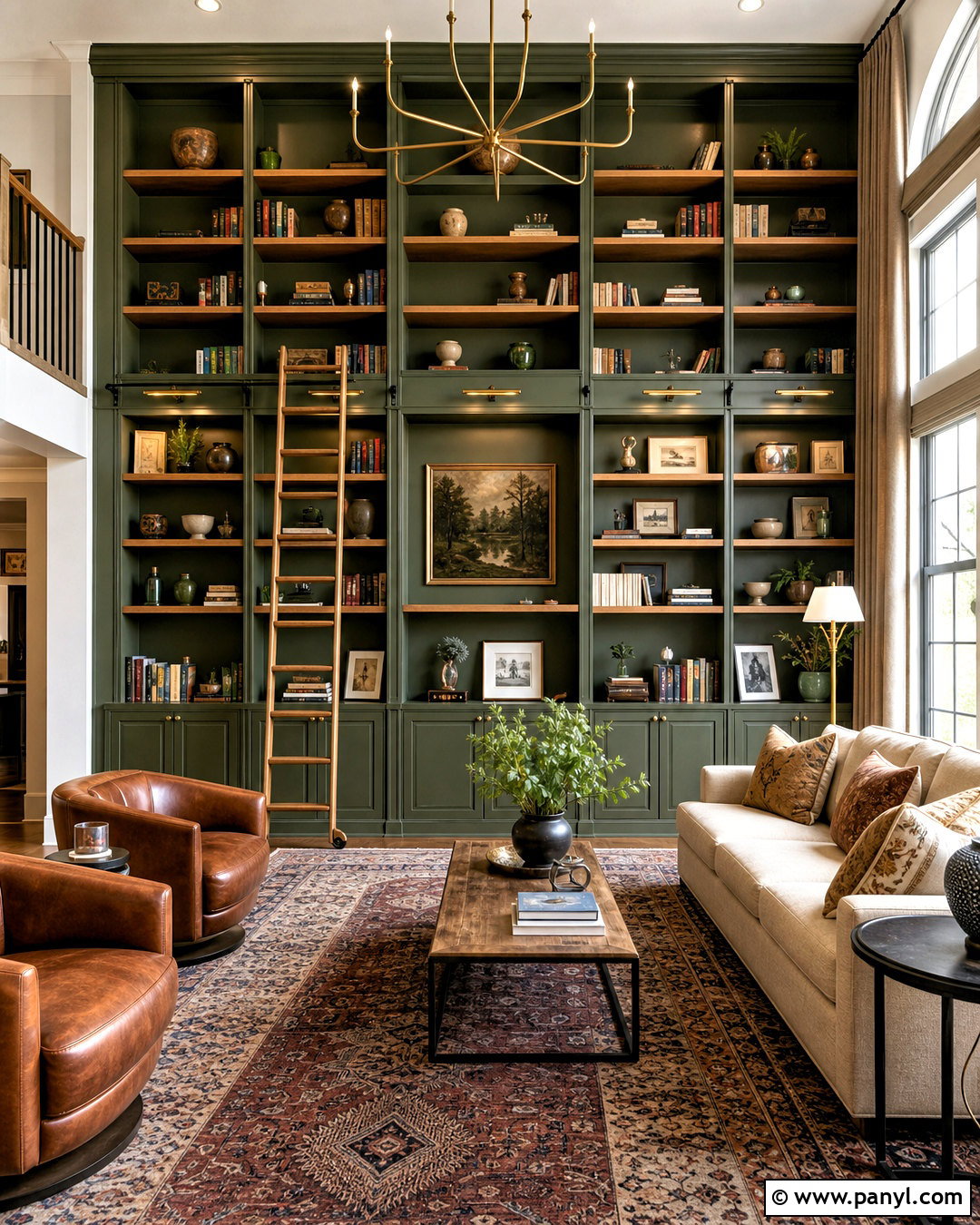 High Ceiling Built In Bookcase - 20 high ceiling wall decor living room ideas