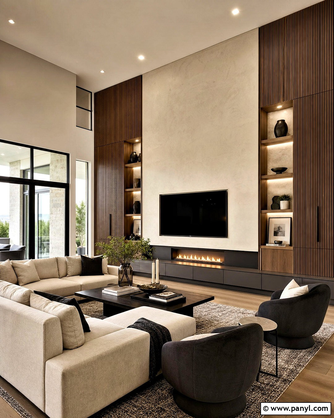 High Ceiling Media Wall - 20 high ceiling wall decor living room ideas