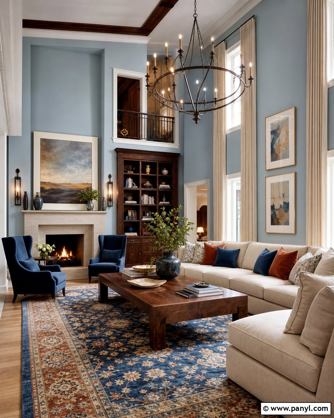 High Ceiling Room With Light Blue Walls - 50 light blue walls
