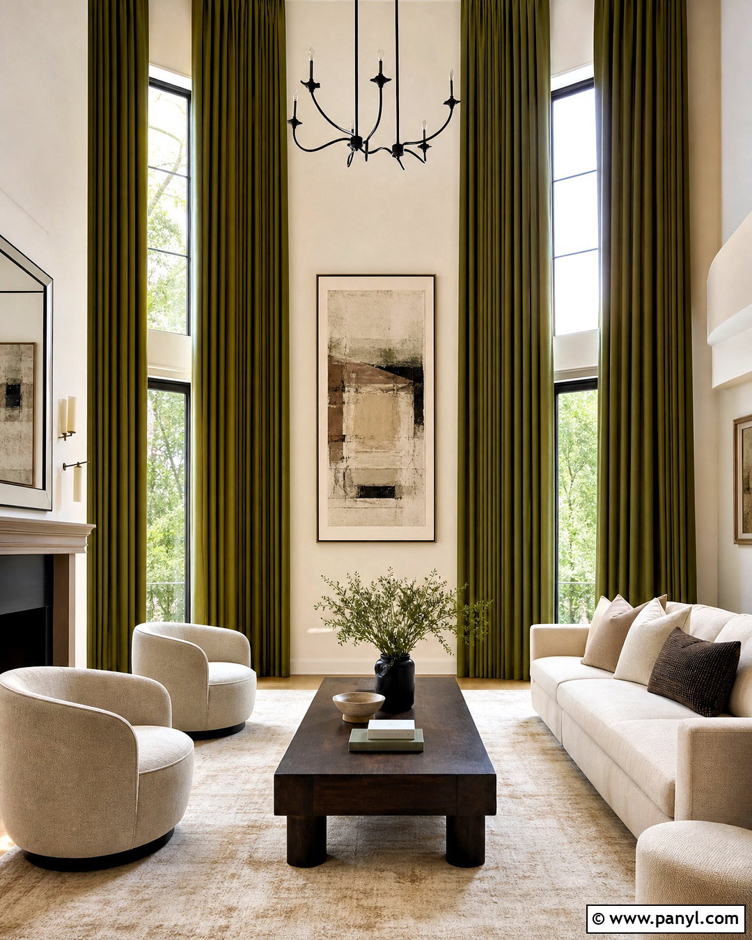 High Ceiling Wall With Tall Curtains - 20 high ceiling wall decor living room ideas