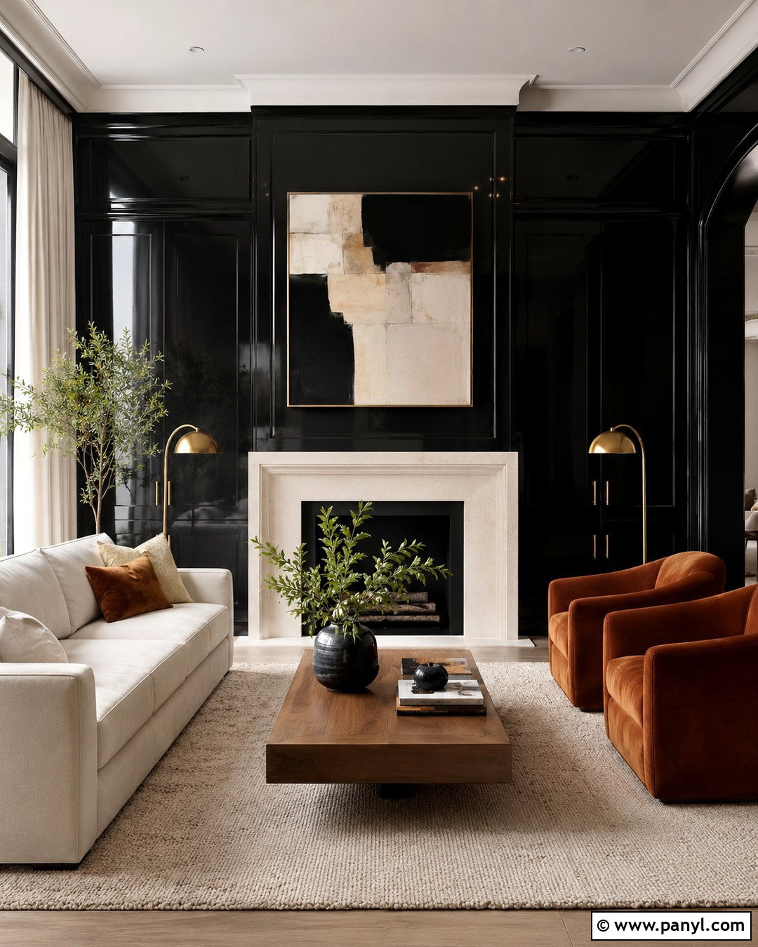High Gloss Black Fireplace Wall - 20 High Gloss Black Walls