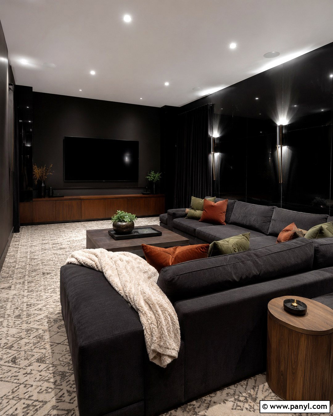 High Gloss Black Media Room Walls - 20 High Gloss Black Walls
