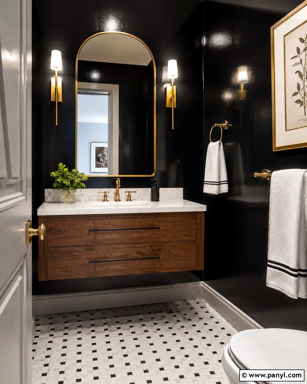 High Gloss Black Powder Room Walls - 20 High Gloss Black Walls
