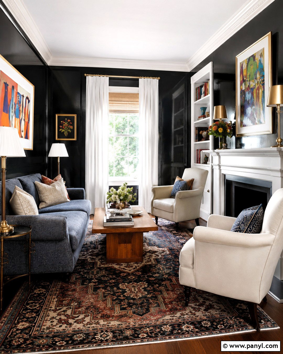 High Gloss Black Walls With White Trim - 20 High Gloss Black Walls