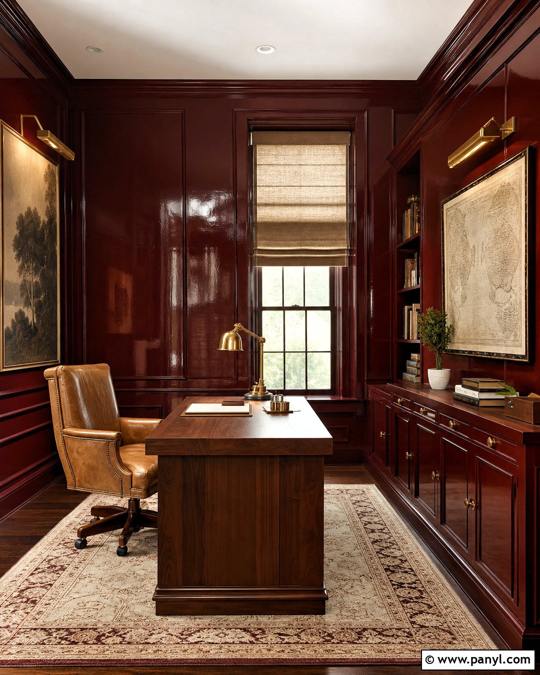 High Gloss Burgundy Home Office - 20 high gloss paint ideas