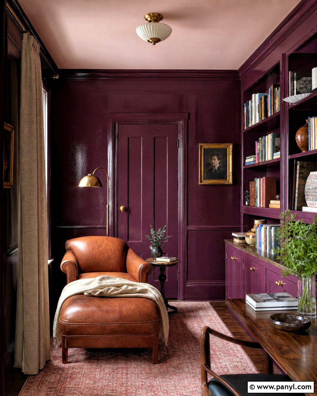 High Gloss Plum Reading Room - 20 high gloss paint ideas