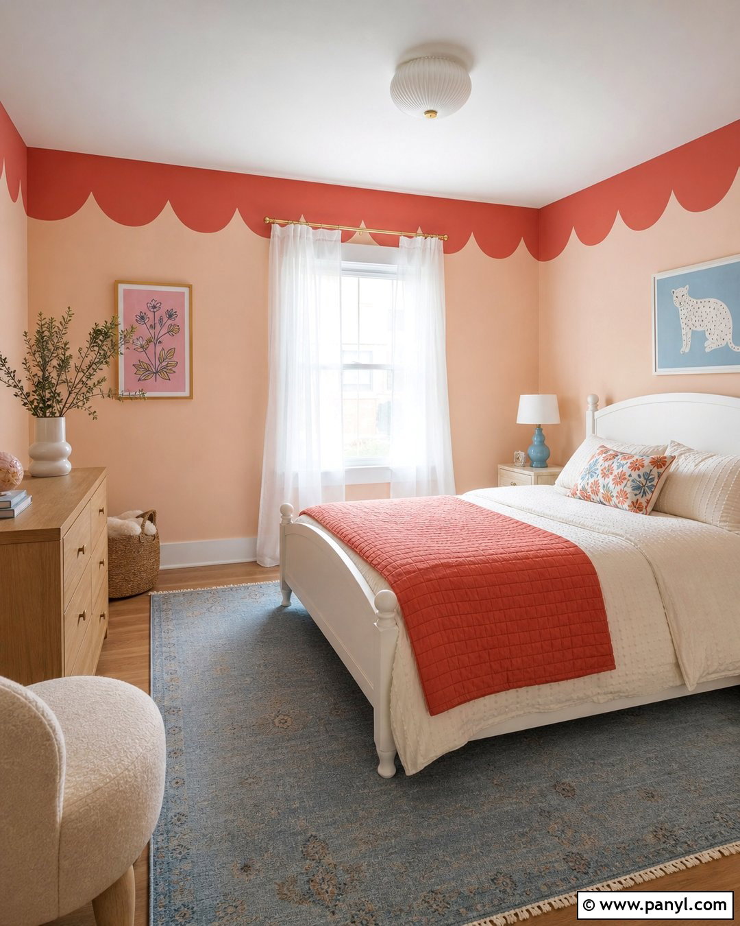 High Scalloped Wall Border - 25 Scalloped Painted Wall Girls Room Ideas