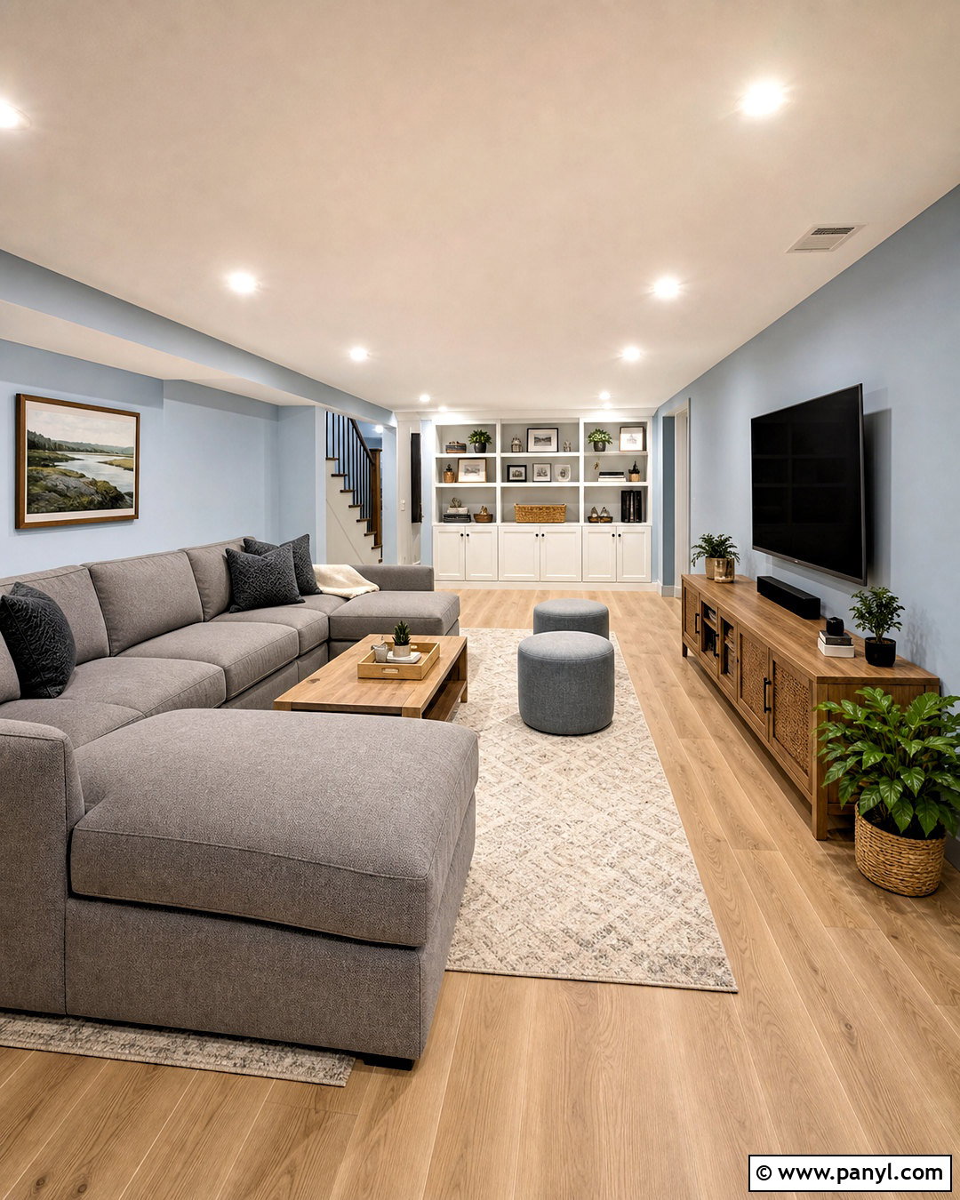 Hinting Blue Basement Family Room - 20 hinting blue sherwin williams paint ideas