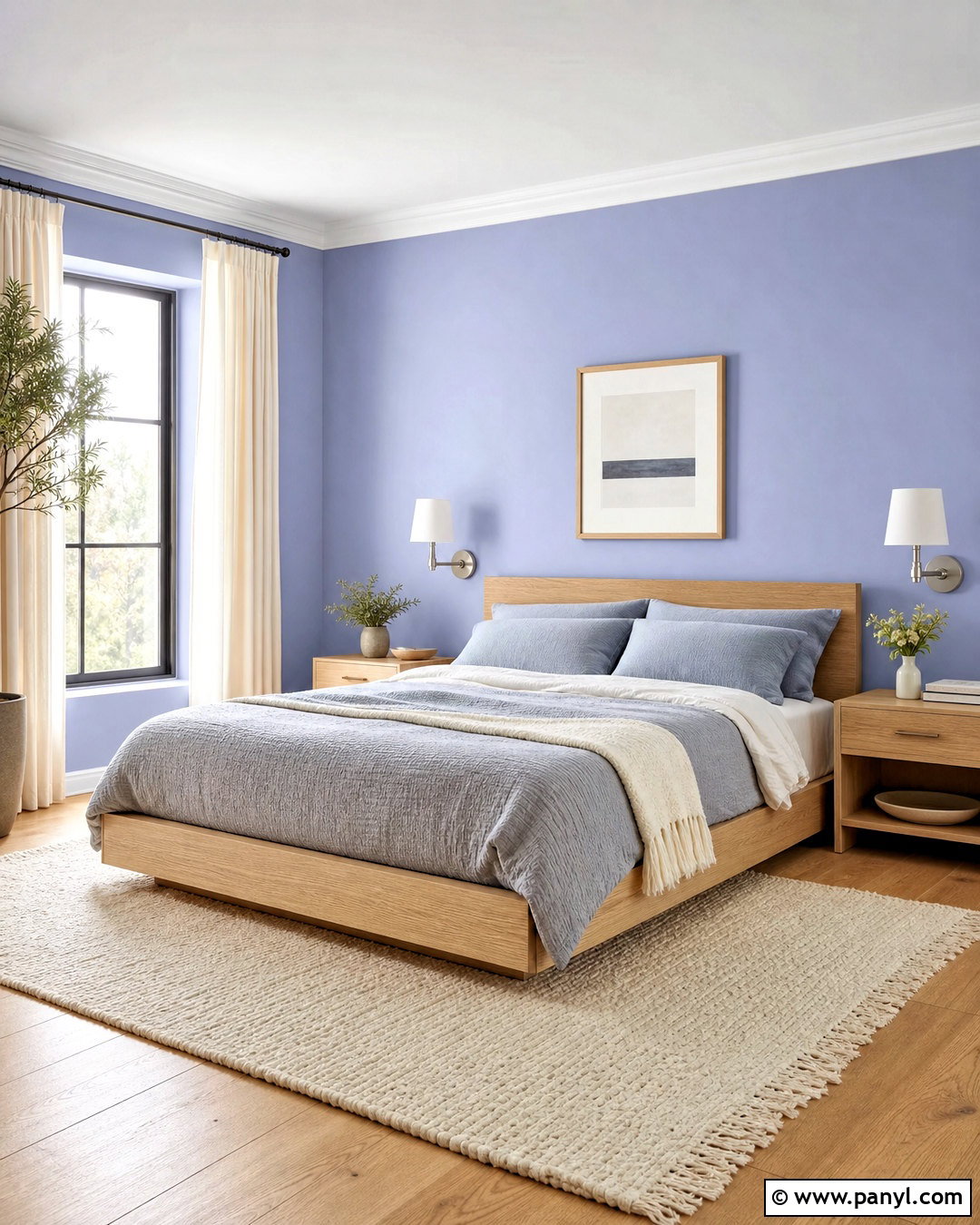Hinting Blue Bedroom With White Oak Furniture - 20 hinting blue sherwin williams paint ideas