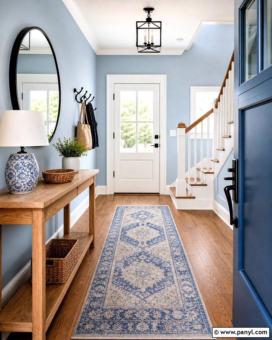 Hinting Blue Entryway With White Trim - 20 hinting blue sherwin williams paint ideas