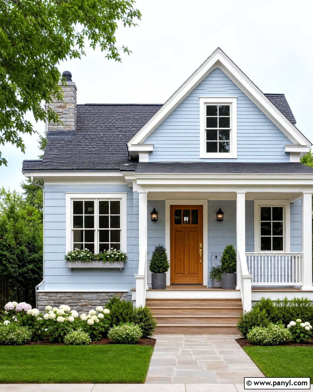 Hinting Blue Exterior With Charcoal Roof - 20 hinting blue sherwin williams paint ideas