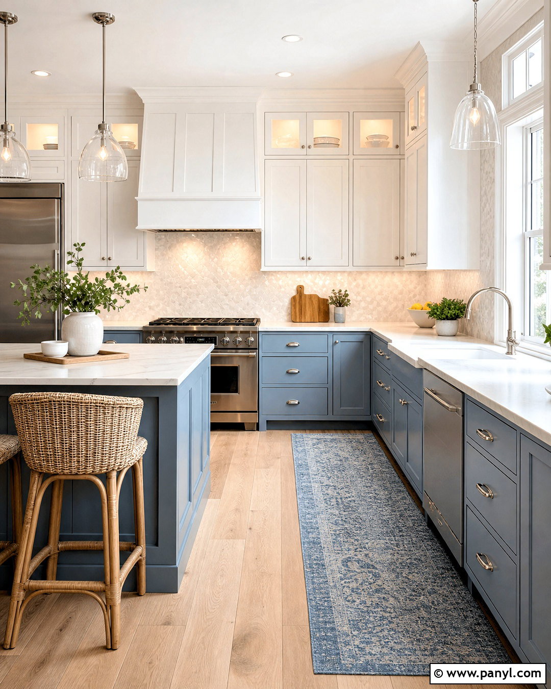 Hinting Blue Kitchen Cabinets With Marble Counters - 20 hinting blue sherwin williams paint ideas