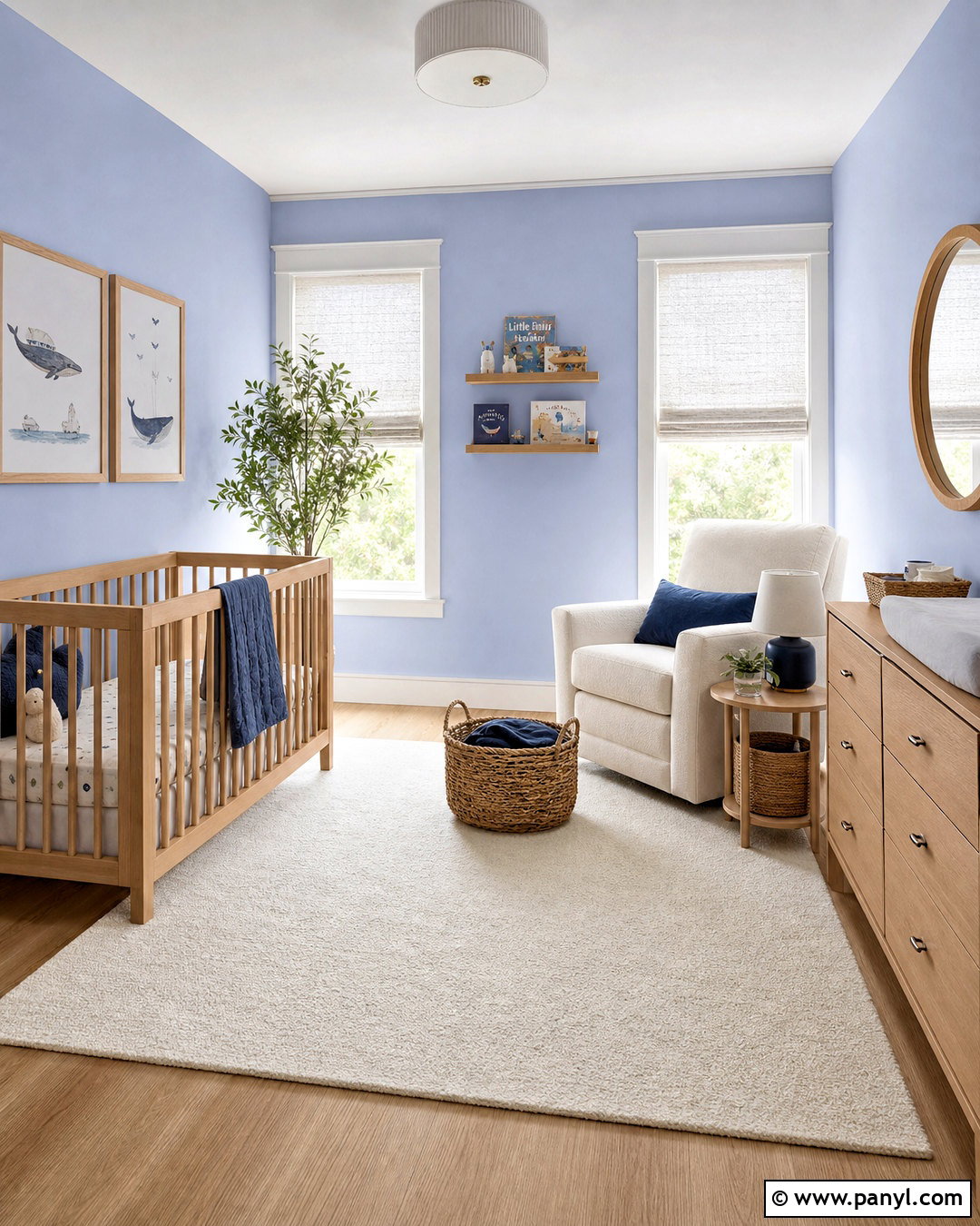 Hinting Blue Nursery With Natural Wood - 20 hinting blue sherwin williams paint ideas