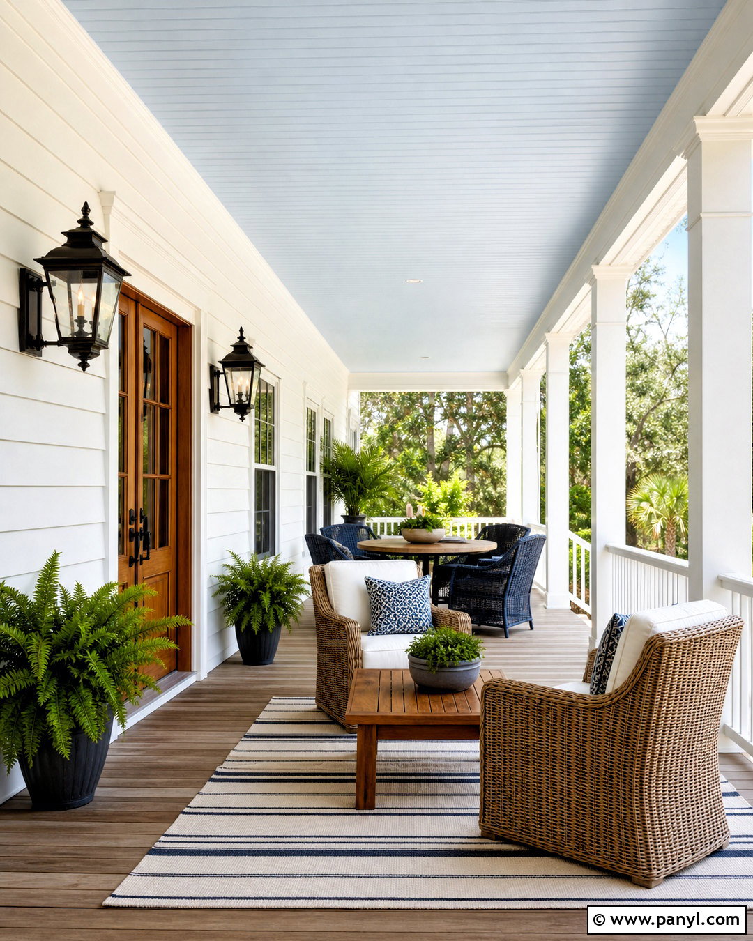 Hinting Blue Porch Ceiling With White Siding - 20 hinting blue sherwin williams paint ideas
