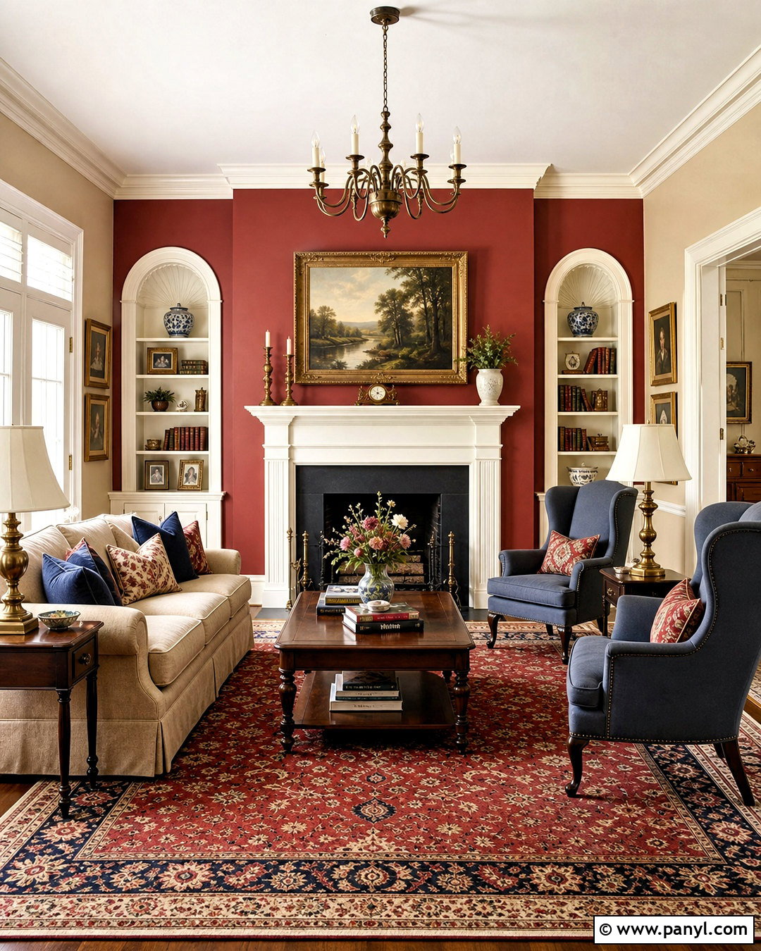 Historic Red Accent Wall - 20 traditional wall painting ideas