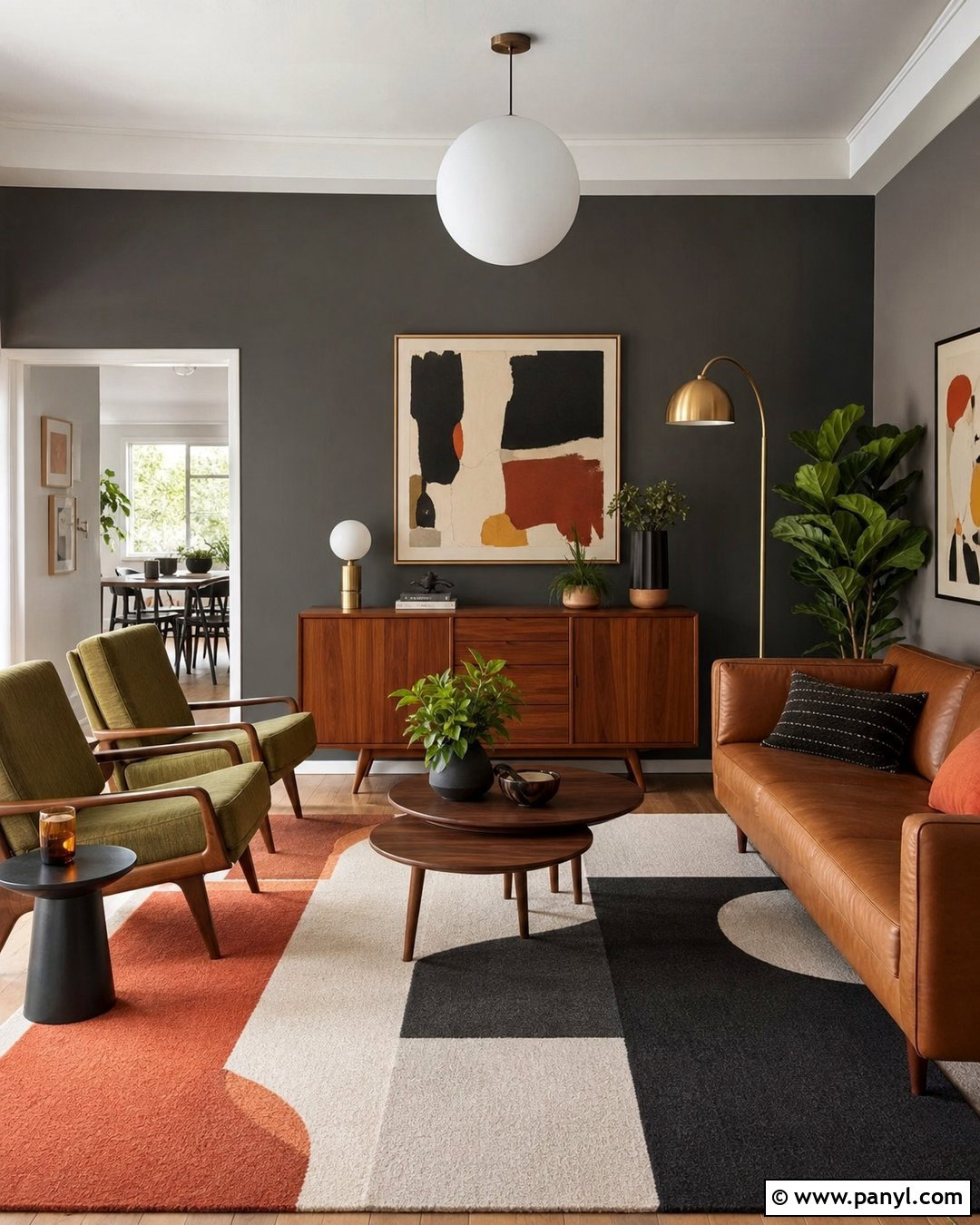 Homburg Gray Midcentury Accent Wall - 20 Homburg Gray Accent Wall Ideas