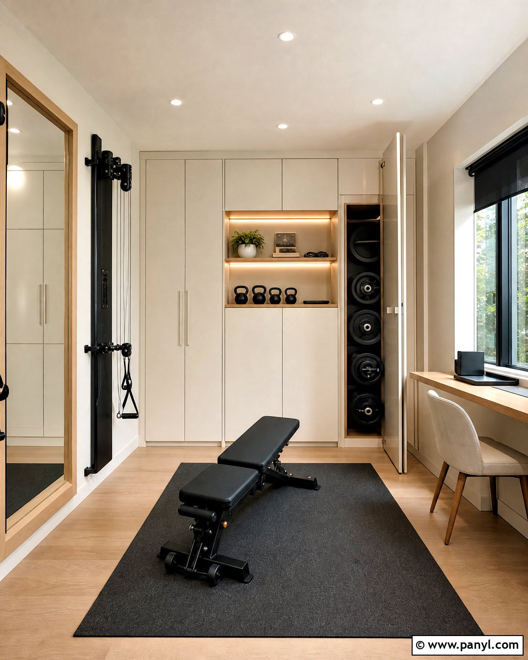 Home Gym With Hidden Storage - 20 gym decorating ideas