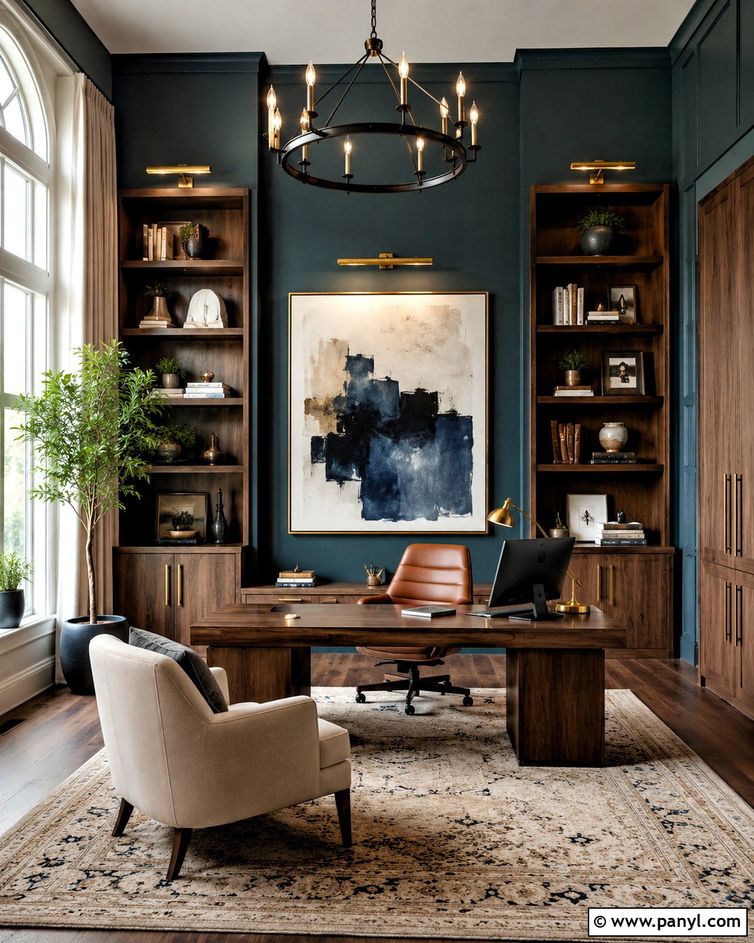 Home Office Accent Wall - 35 tall accent wall high ceilings