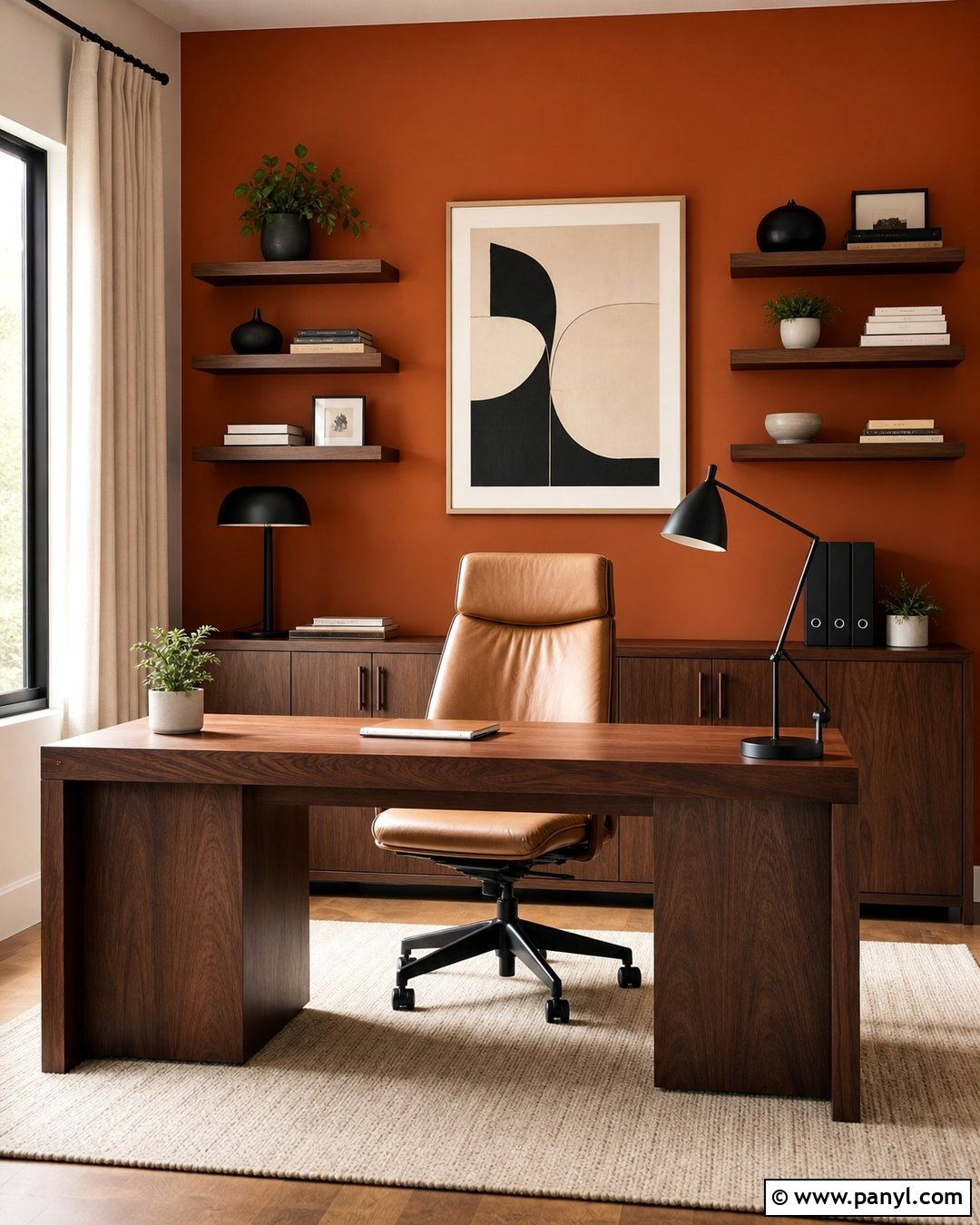 Home Office Burnt Orange Accent Wall - 35 Burnt Orange Accent Wall Ideas