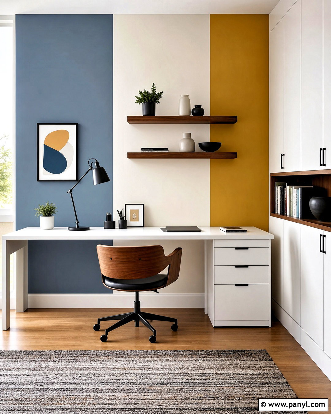 Home Office Color Block Stripes - 20 how to paint stripes on a wall ideas